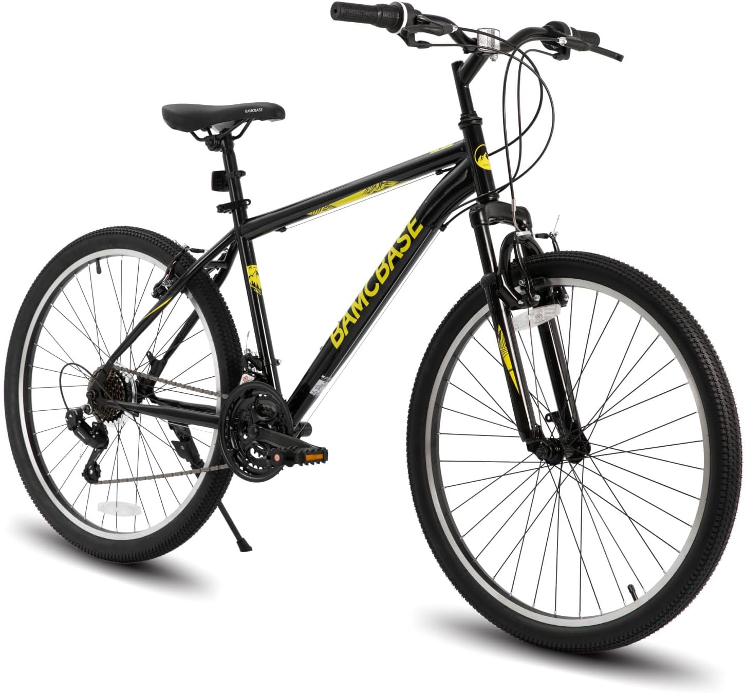 26/27.5 Inch Mountain Bike, Mens Womens MTB with 21 Speeds, High-Tensile Steel Frame, V Brake, Hardtail Bicycle for Adults