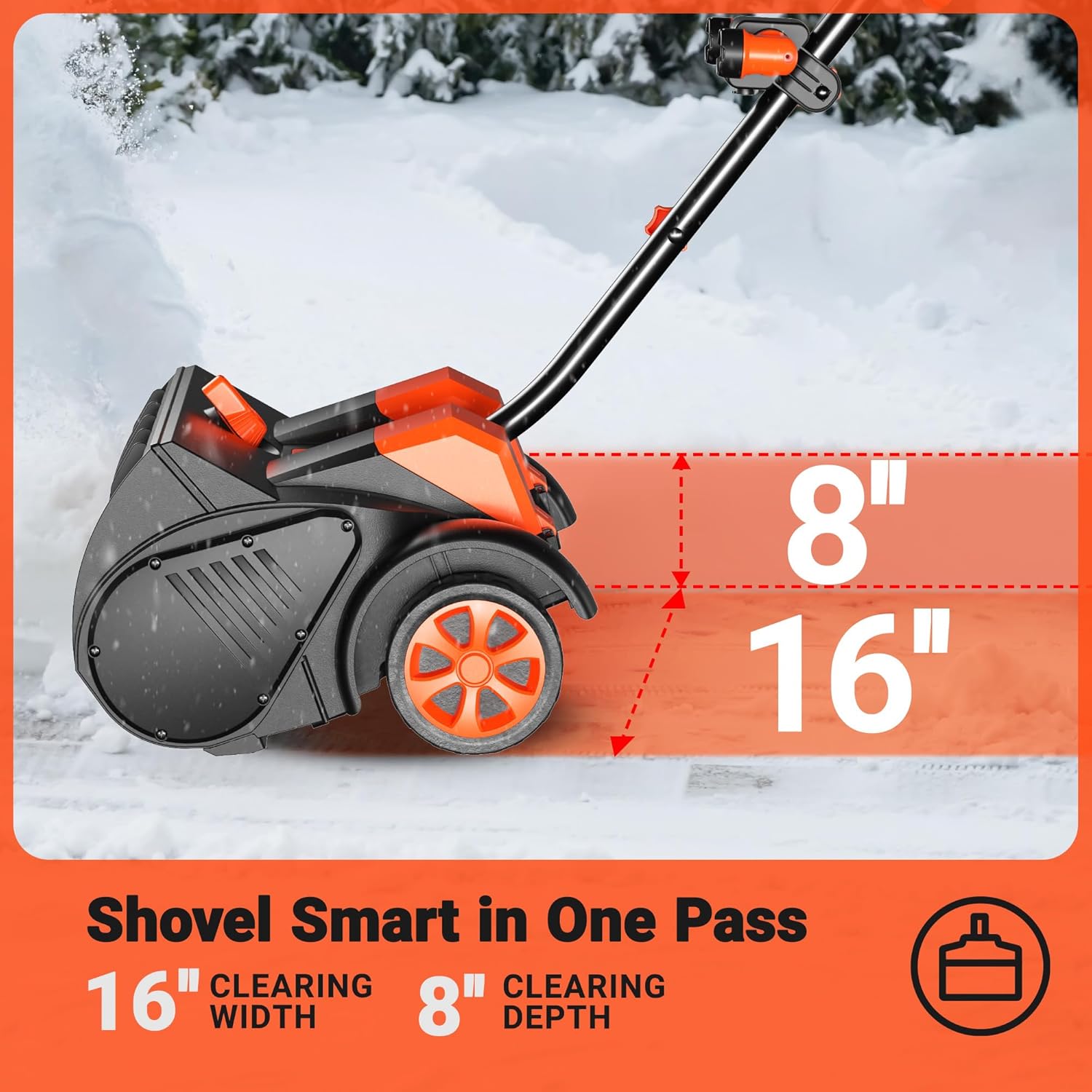 Cordless Snow Shovel with Wheels, 48V | 16-Inch | 4-Ah Brushless Cordless Snow Blower, Battery Snow Blower with Directional Plate & LED Lights (2 * 24V Battery & Dual Quick Charger Included)