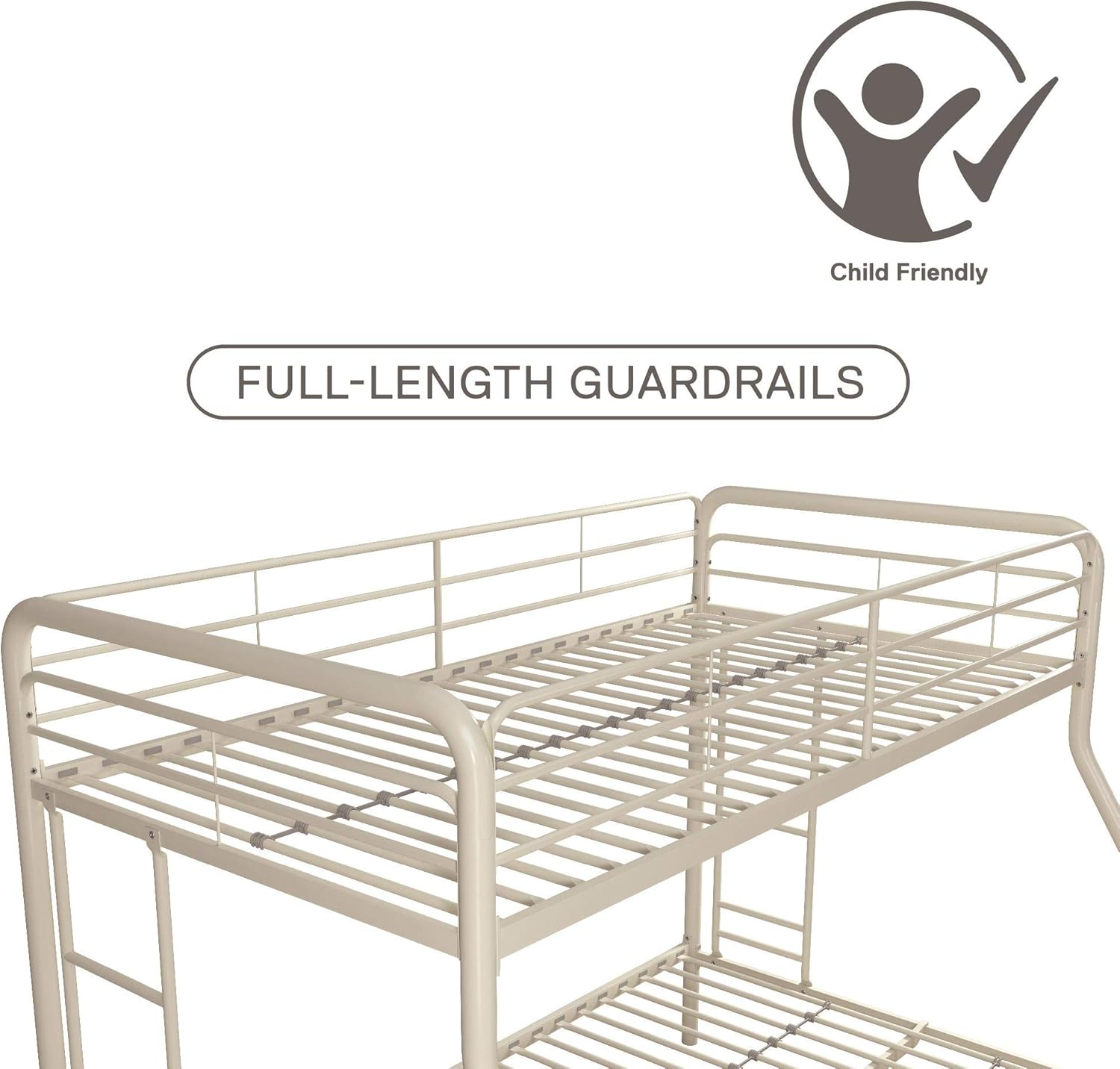 DHP Dusty Twin Over Full Metal Bunk Bed, Off White