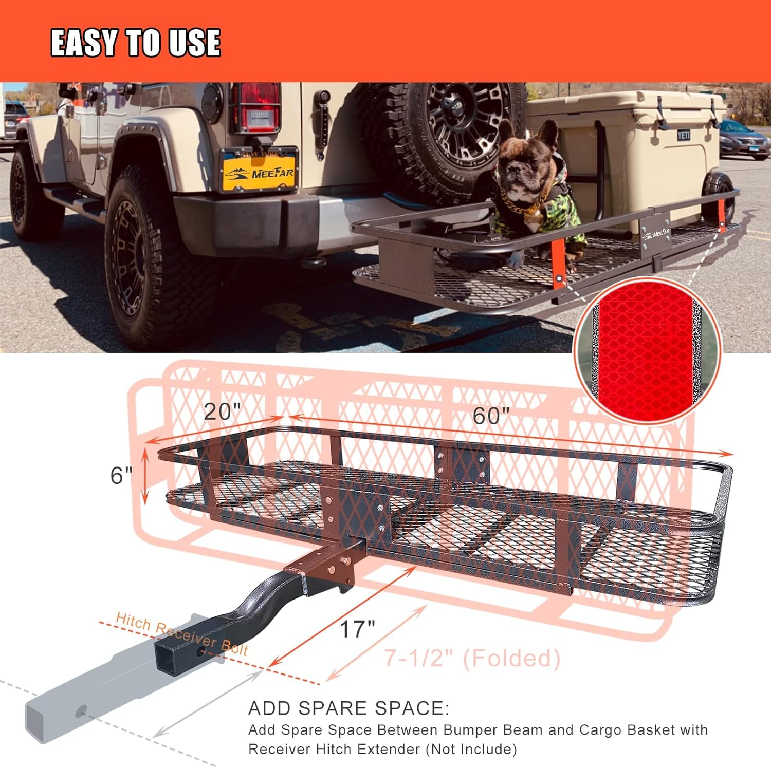 Roof Rack Carrier Basket Universal Rooftop 51" X 36" X 5" + Waterproof Bag 15 Cubic Feet (44" 34" 17"), and Cargo Net with Attachment Hooks, Ratchet Straps
