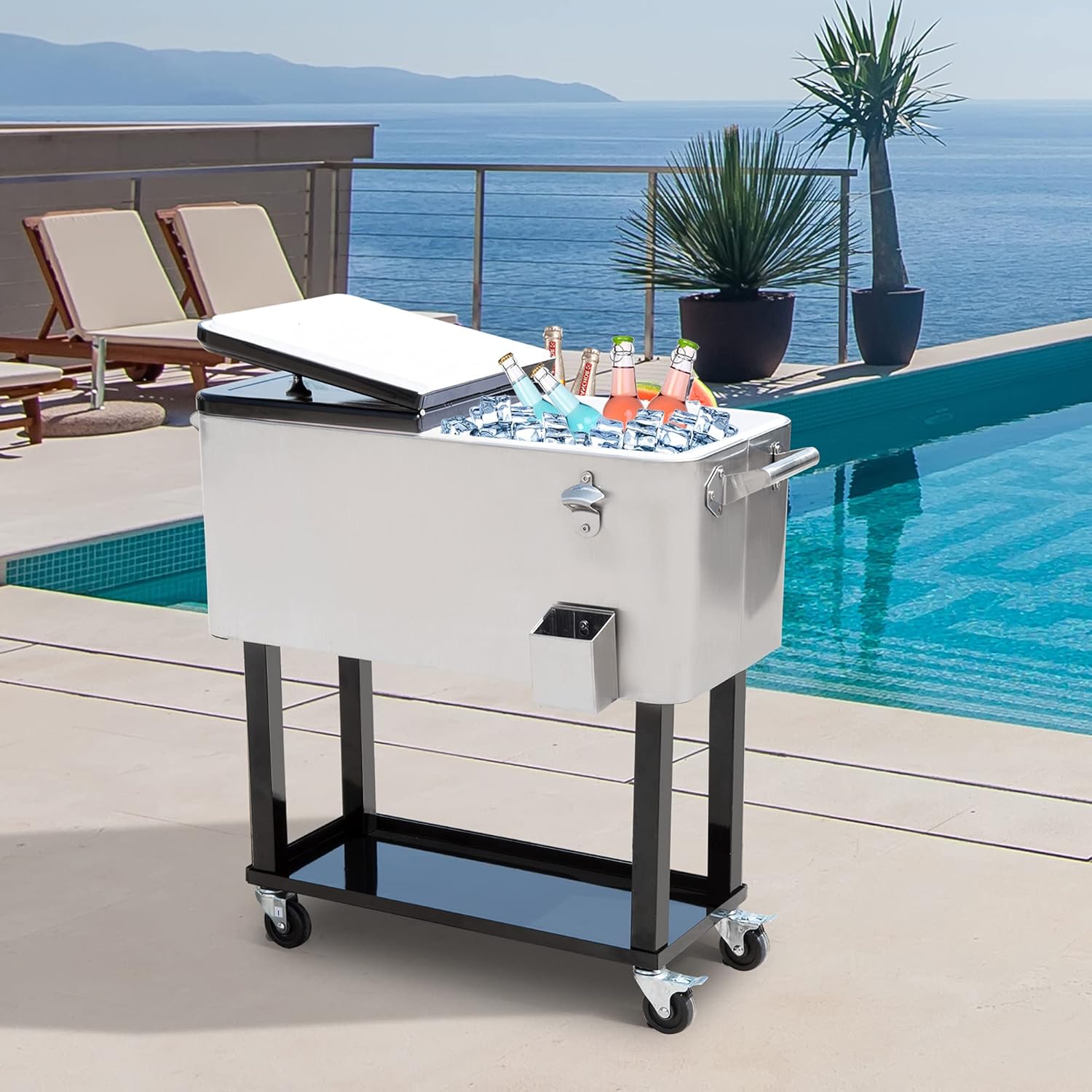 Portable Rolling 80 Quart Steel