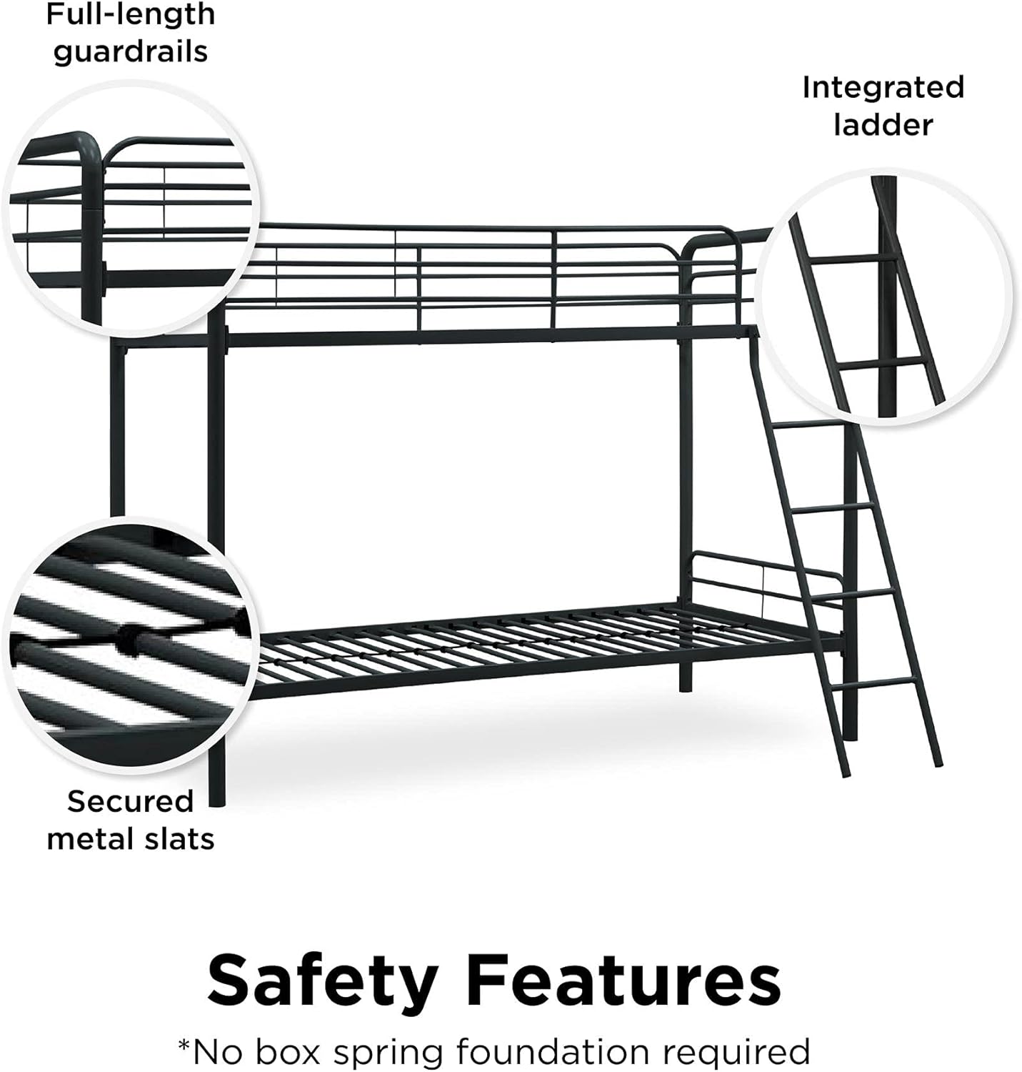 DHP Dusty Twin Over Full Metal Bunk Bed, Off White