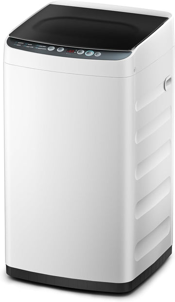 Portable Washer with 6 Cycles, Drum Clean, Quick, Stainless Steel Tub, Transparent Lid, LED Display Washing Machine, White