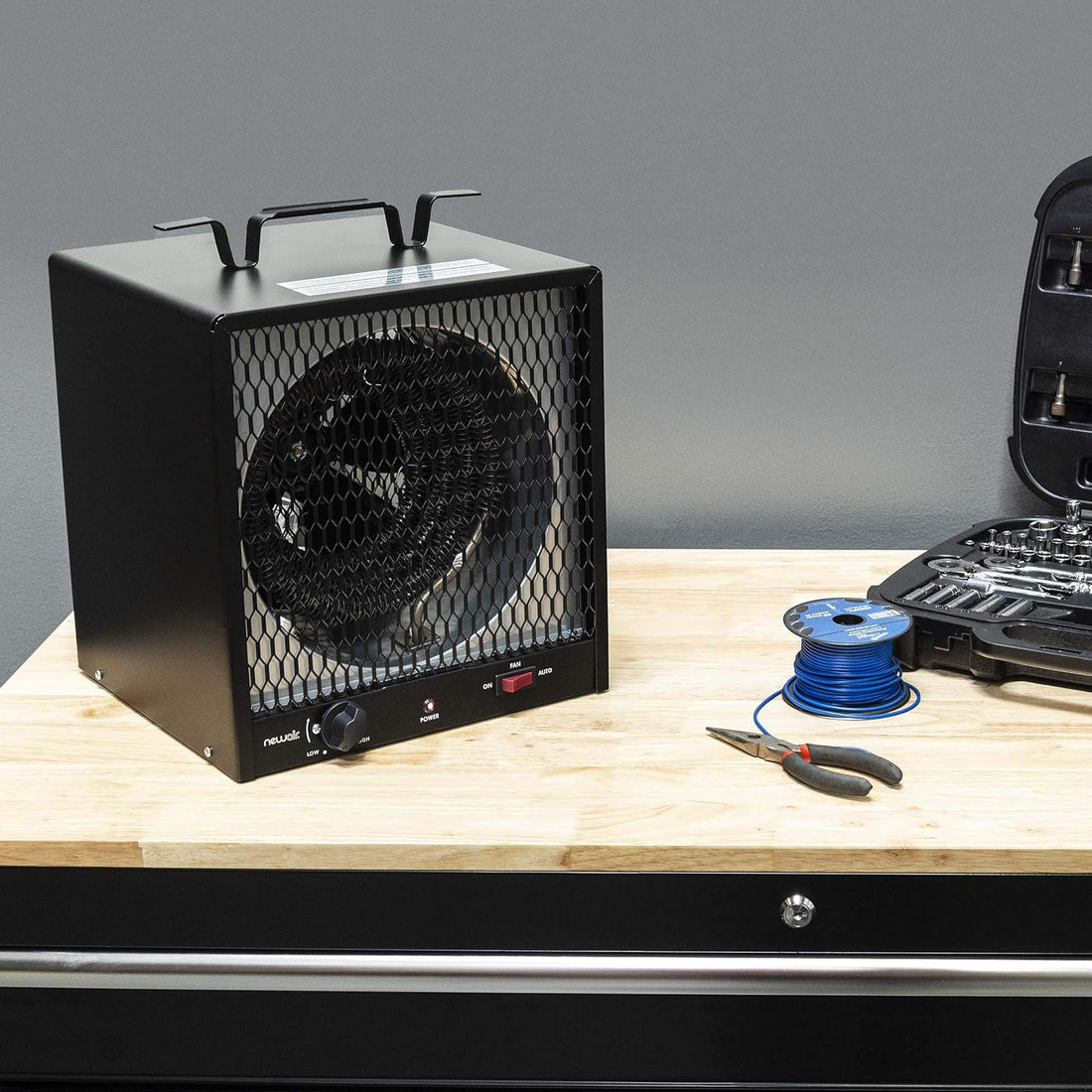 240v Portable Electric Garage Heater, Industrial Strength with Internal Thermostat and Carrying Handle, Heats 600 sq. ft. with 6-30R Plug, Perfect for Garages, Workshops and More