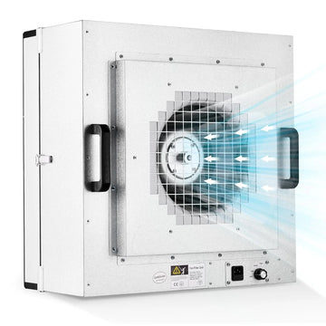 Laminar Flow Hood, H-14 HEPA Filter with Safety Locks, Class 100/ ISO Class 5 Cleanliness, Fan Filter Unit 22.6x22.6in Flow Hood Mycology/Clean Room/Laboratory 110V