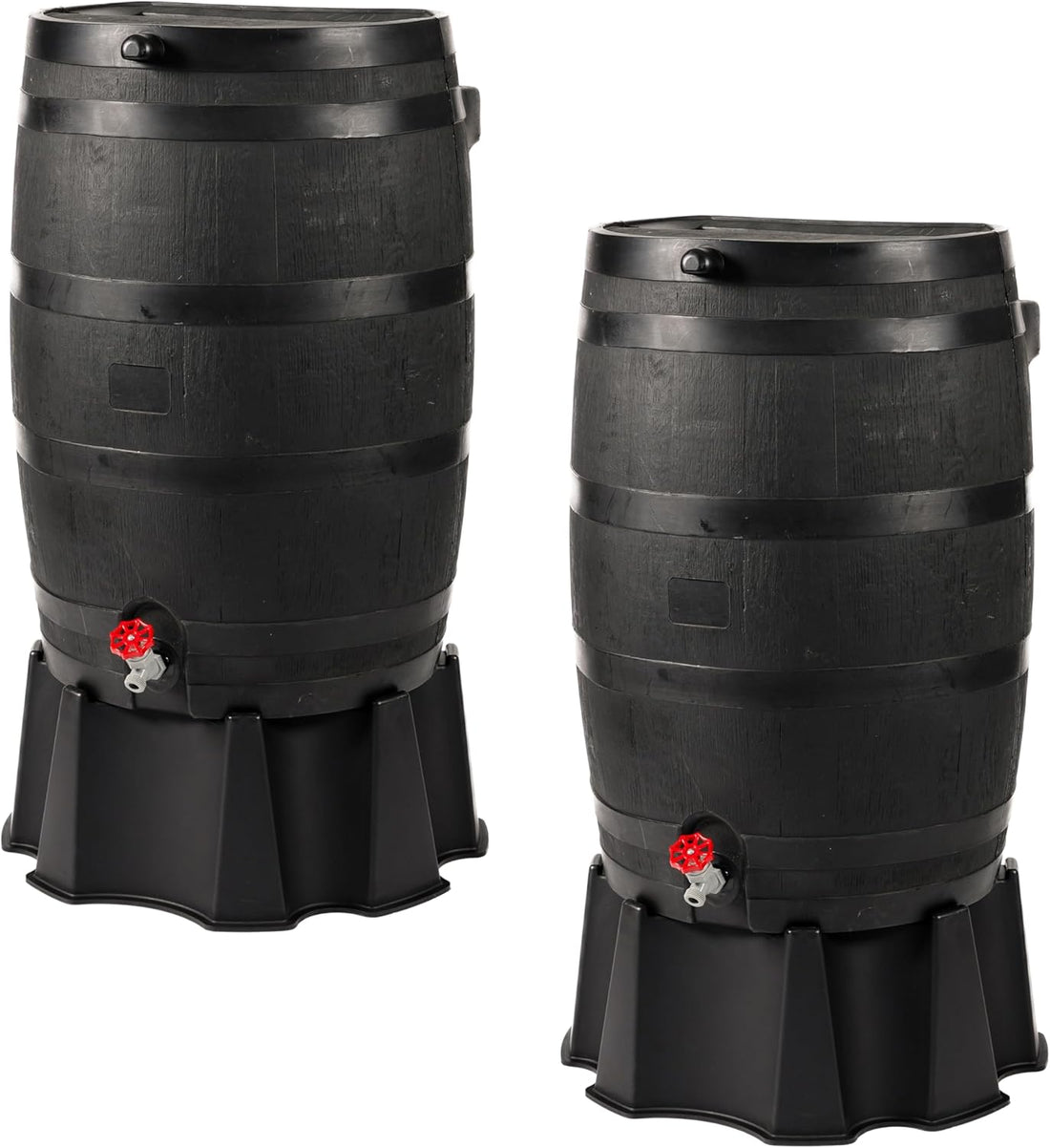 RTS Home Accents 50-Gallon ECO Rain Barrel Made with 100% Recycled Plastic, Flat Back Rain Water Collection Barrel, Black