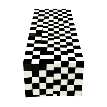 Race Car Table Runner Checkered Polyester