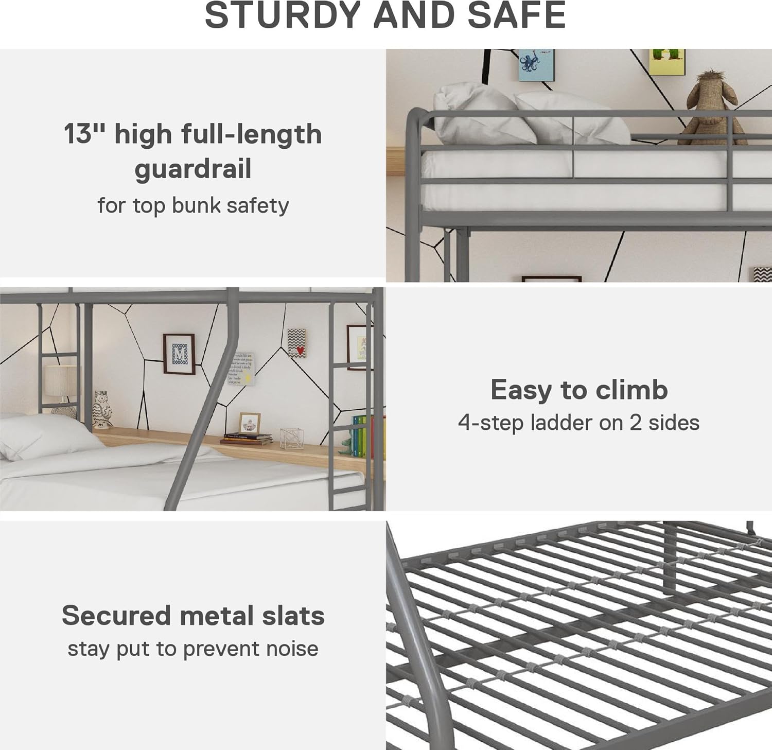 DHP Dusty Twin Over Full Metal Bunk Bed, Off White