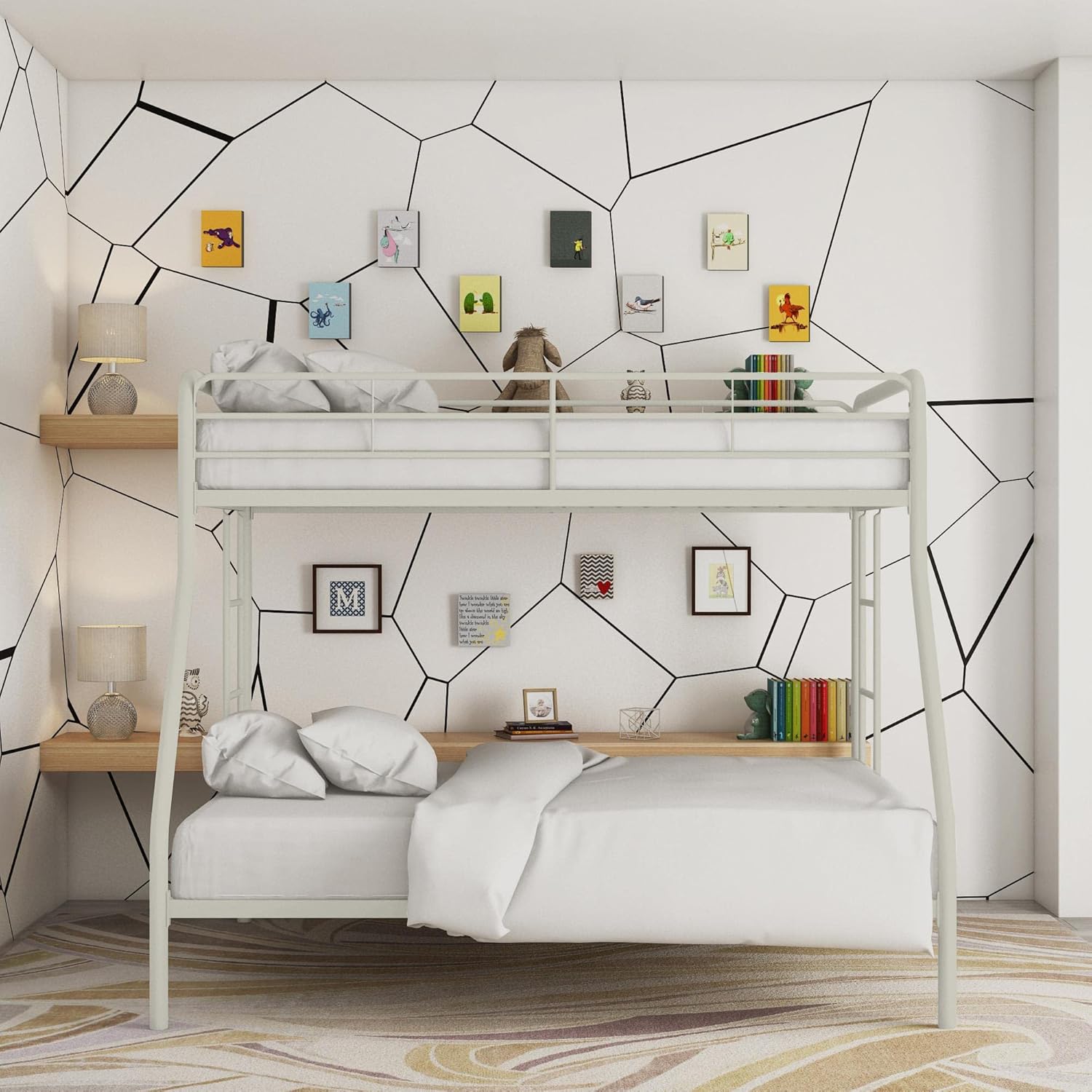 DHP Dusty Twin Over Full Metal Bunk Bed, Off White