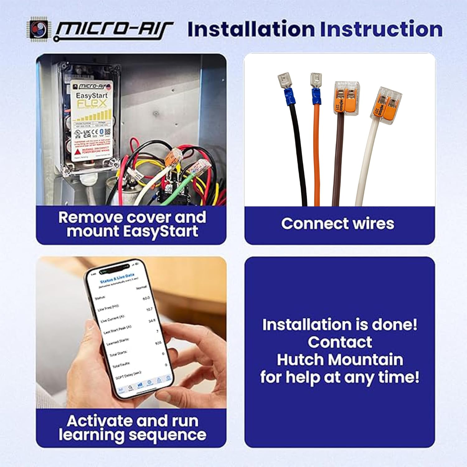 Bluetooth Soft Start Kit for Home Air Conditioner, RV & Commercial Use, Works with Generators, Reduces Power Surge, Efficient Start-Up - Up to 6 Tons w/Installation Kit