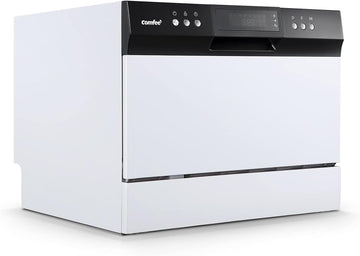 Desktop dishwasher, Energy Star portable dishwasher, 6 dish settings, small dishwasher with 8 washing programs, high-speed operation, baby care, energy-saving and glass material, dormitory dishwasher, RV and apartment dishwasher