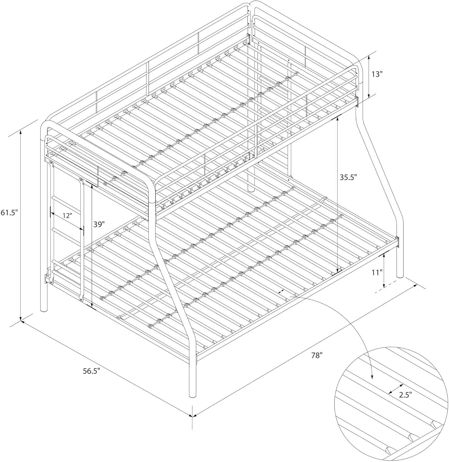DHP Dusty Twin Over Full Metal Bunk Bed, Off White