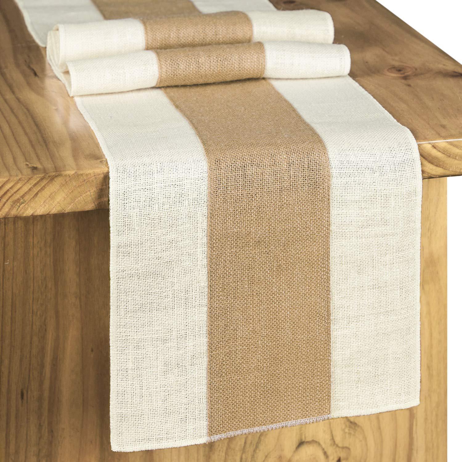 Linen Table Runner – Grey & Ivory Striped