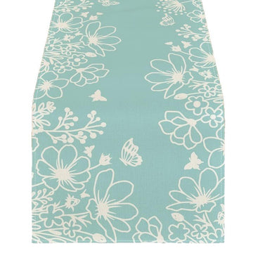 Floral Butterfly Table Runner Polyester