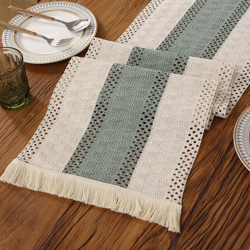Woven Table Runner with Fringe Polyester