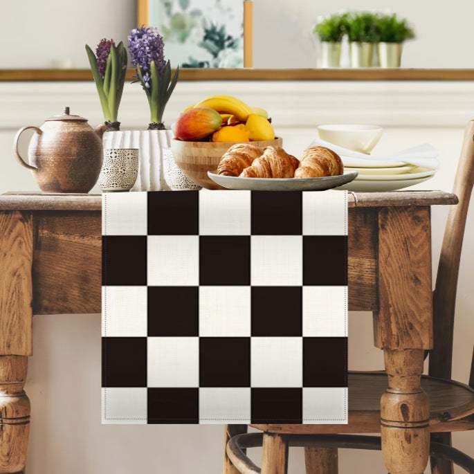 Race Car Table Runner Checkered Polyester