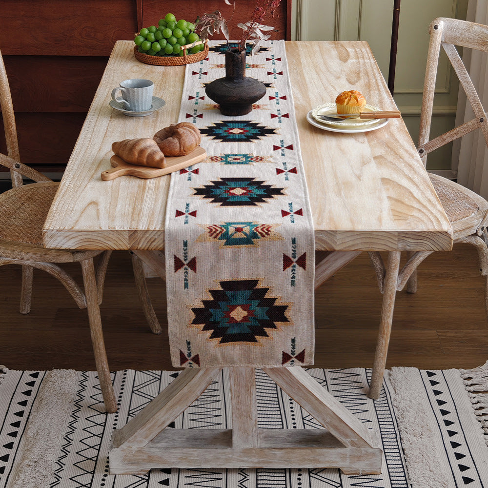 Boho Geometric Table Runner Blend Fabric