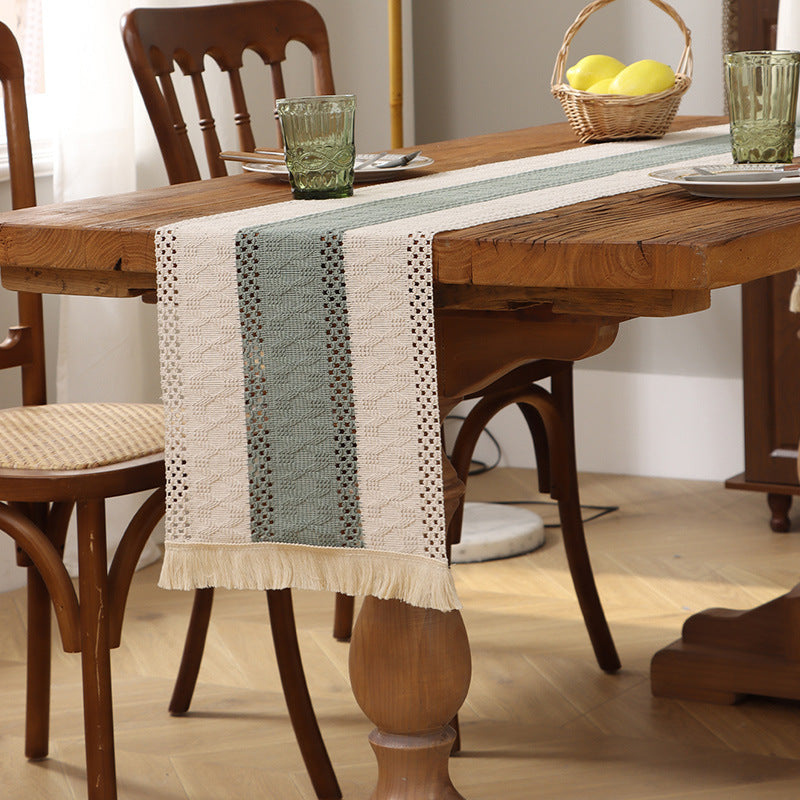 Woven Table Runner with Fringe Polyester