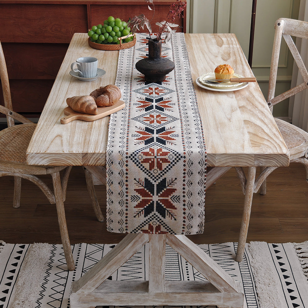 Boho Geometric Table Runner Blend Fabric