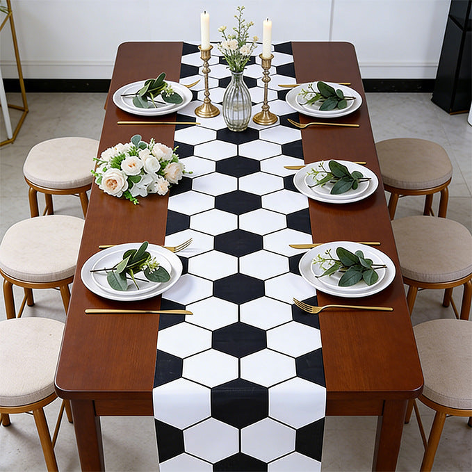 Soccer Table Runner Hexagon Polyester