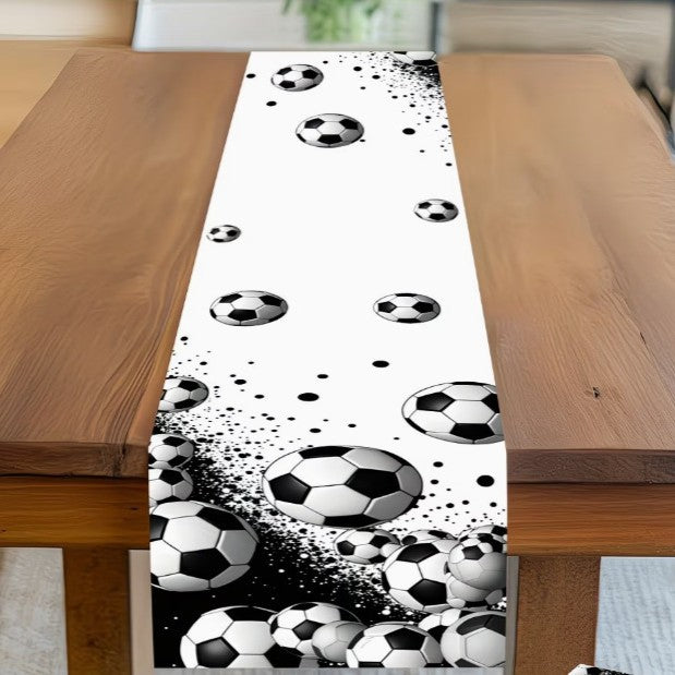 Soccer Table Runner Hexagon Polyester