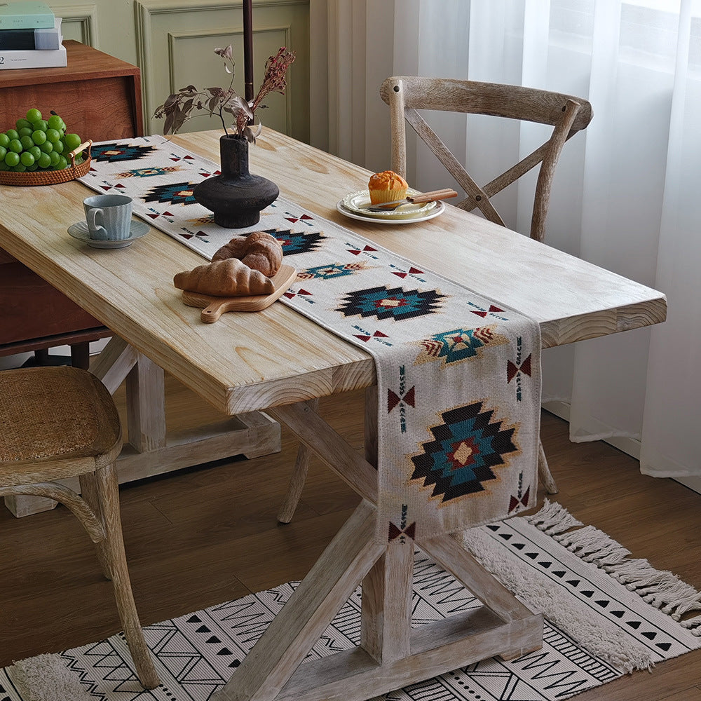 Boho Geometric Table Runner Blend Fabric