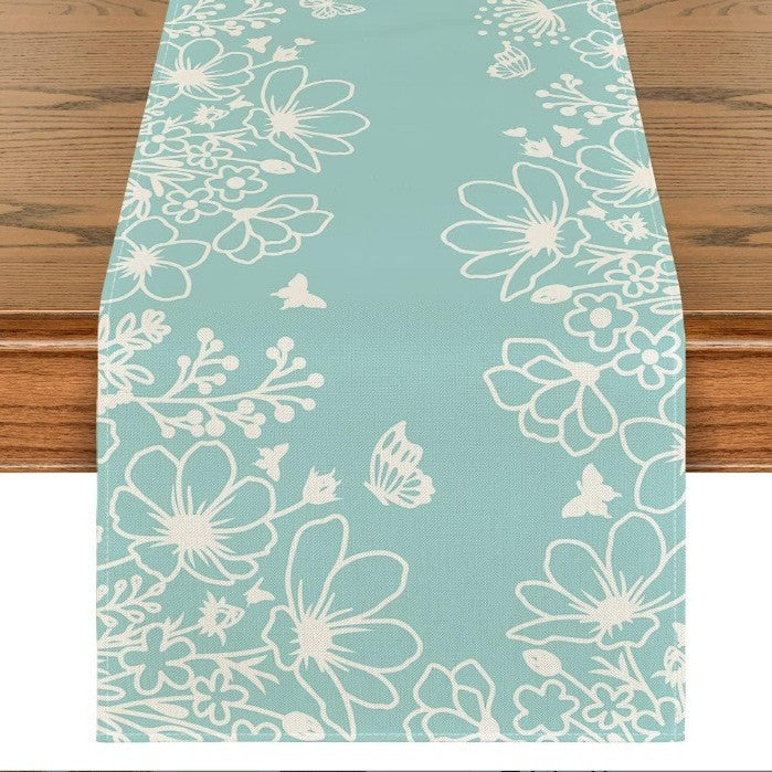 Floral Butterfly Table Runner Polyester