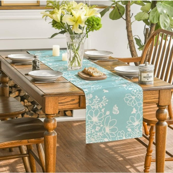 Floral Butterfly Table Runner Polyester
