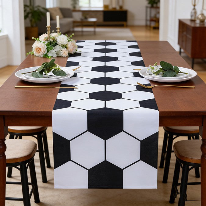 Soccer Table Runner Hexagon Polyester