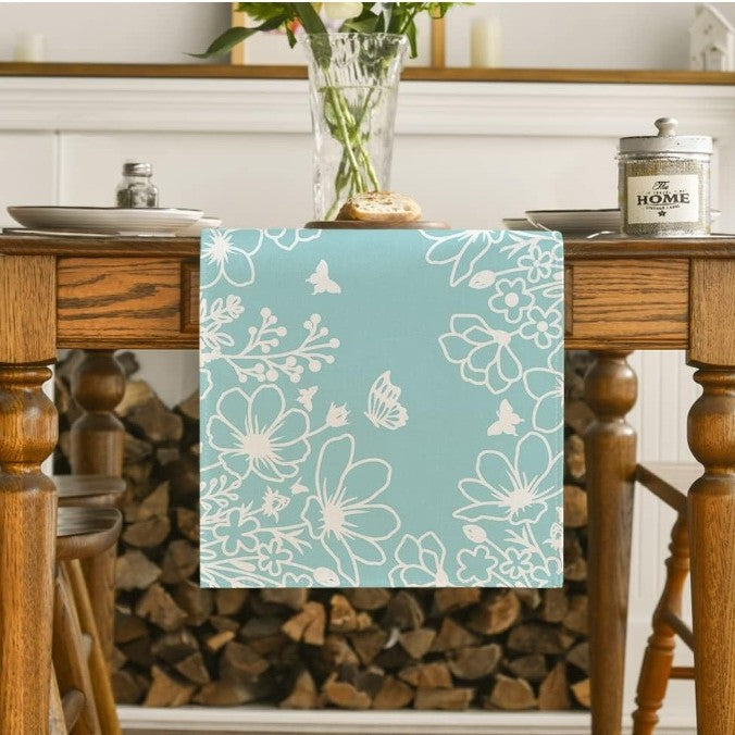 Floral Butterfly Table Runner Polyester