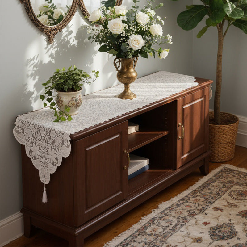 Floral Lace Table Runner with Tassel
