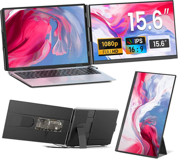 Laptop Screen Extender - 15.6" FHD 1080P Portable Monitor for Laptop, Detachable & Plug and Play Dual Laptop Monitor Extender for 13"-17.3" Laptops, Compatible with Wins/Mac/Android/Chrome