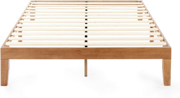 12" Classic Solid Wood Platform Bed Frame w/Wooden Slats (No Box Spring Needed), Natural, Queen Size