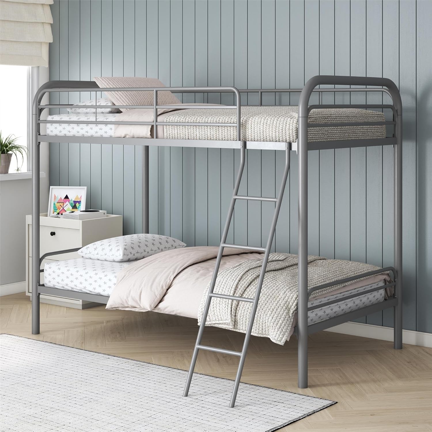 DHP Dusty Twin Over Full Metal Bunk Bed, Off White