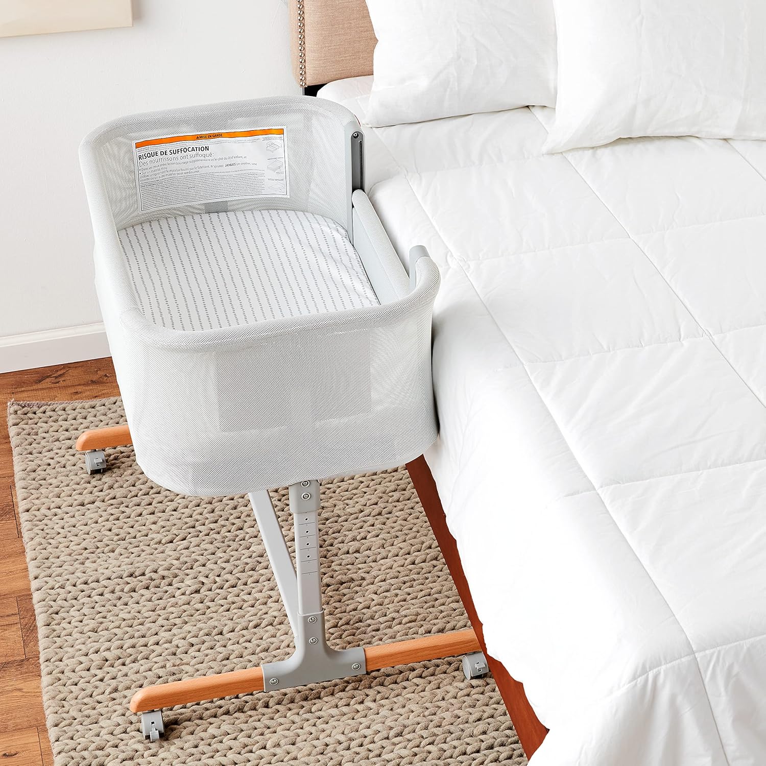 Baby Bassinet, Cozy Up 2-in-1 Bedside Sleeper & Bassinet, Grey