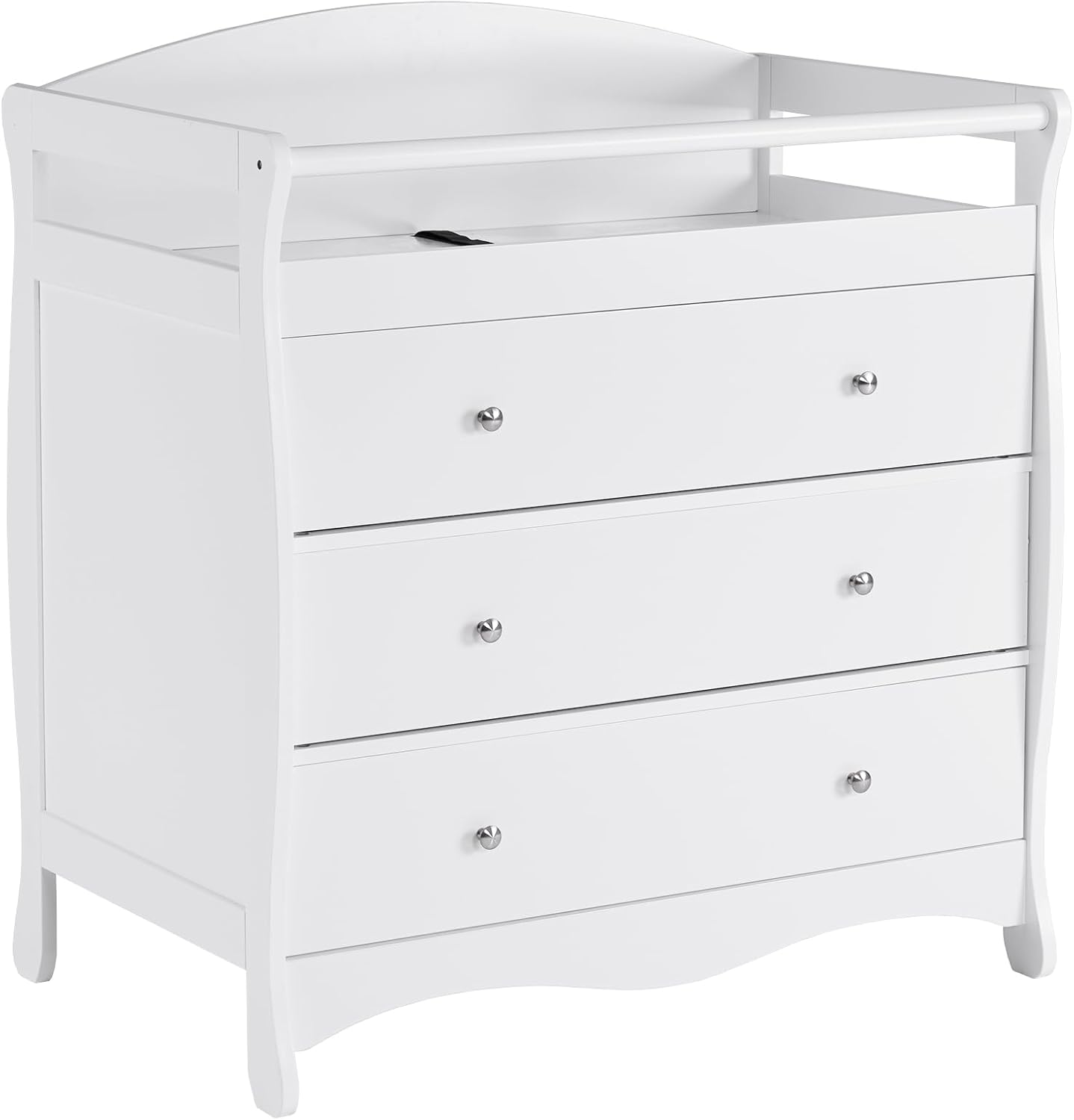 Changing Table Dresser Baby Diaper Changing Station Infant Nursing Table with 3 Drawers, Safety Rail & Strap for Bedroom, Nursery, White