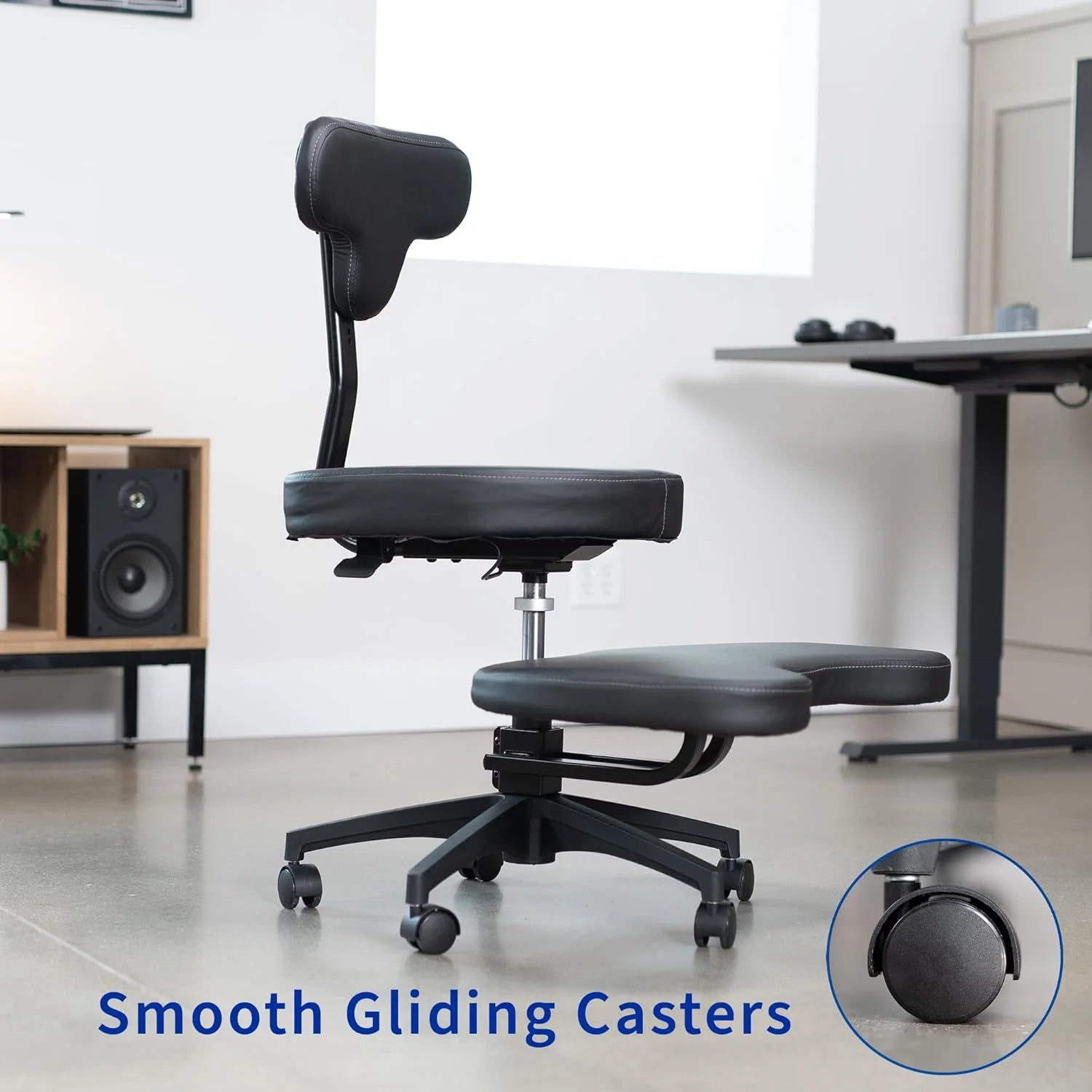 Cross-Legged Office Chair – Adjustable Height Floor Chair with Back Support for Yoga, Meditation, and ADHD (Black, CHAIR-CL02B-R)