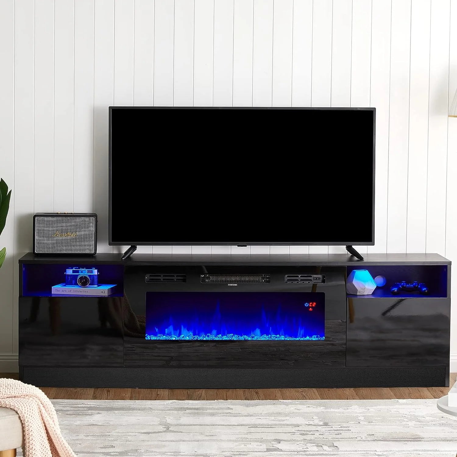 Fireplace TV Stand with 36" Electric Fireplace, LED Light Entertainment Center