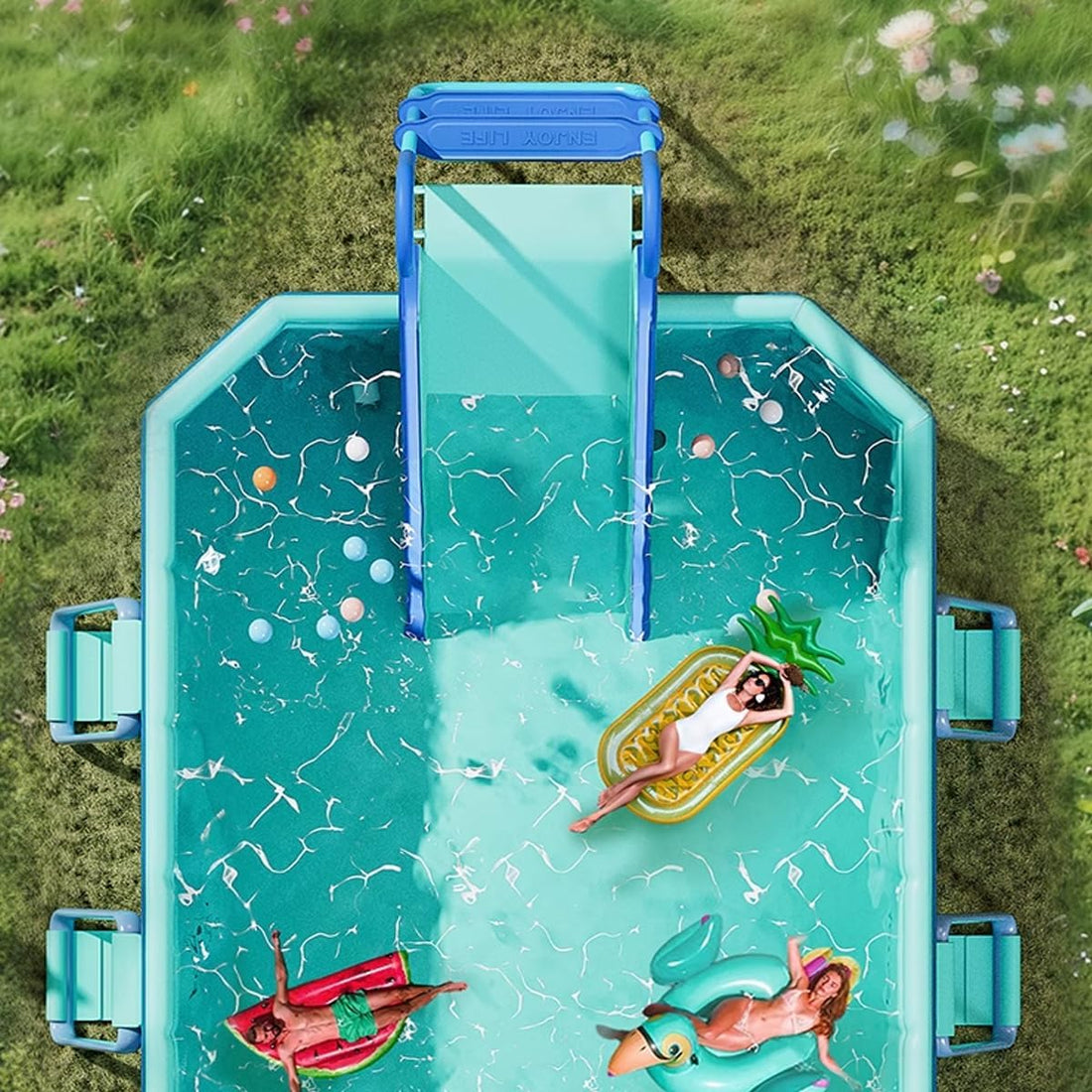 Pool Slide Inflatable Swimming Water Slide, Summer Swimming Pool Supplies Universal Trampoline Ladder Backyard Slide Home Playground Equipment