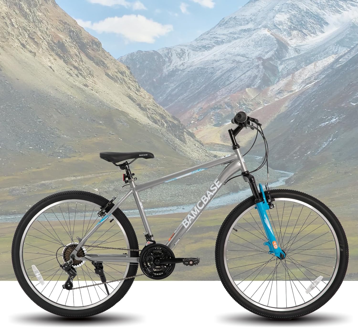 26/27.5 Inch Mountain Bike, Mens Womens MTB with 21 Speeds, High-Tensile Steel Frame, V Brake, Hardtail Bicycle for Adults