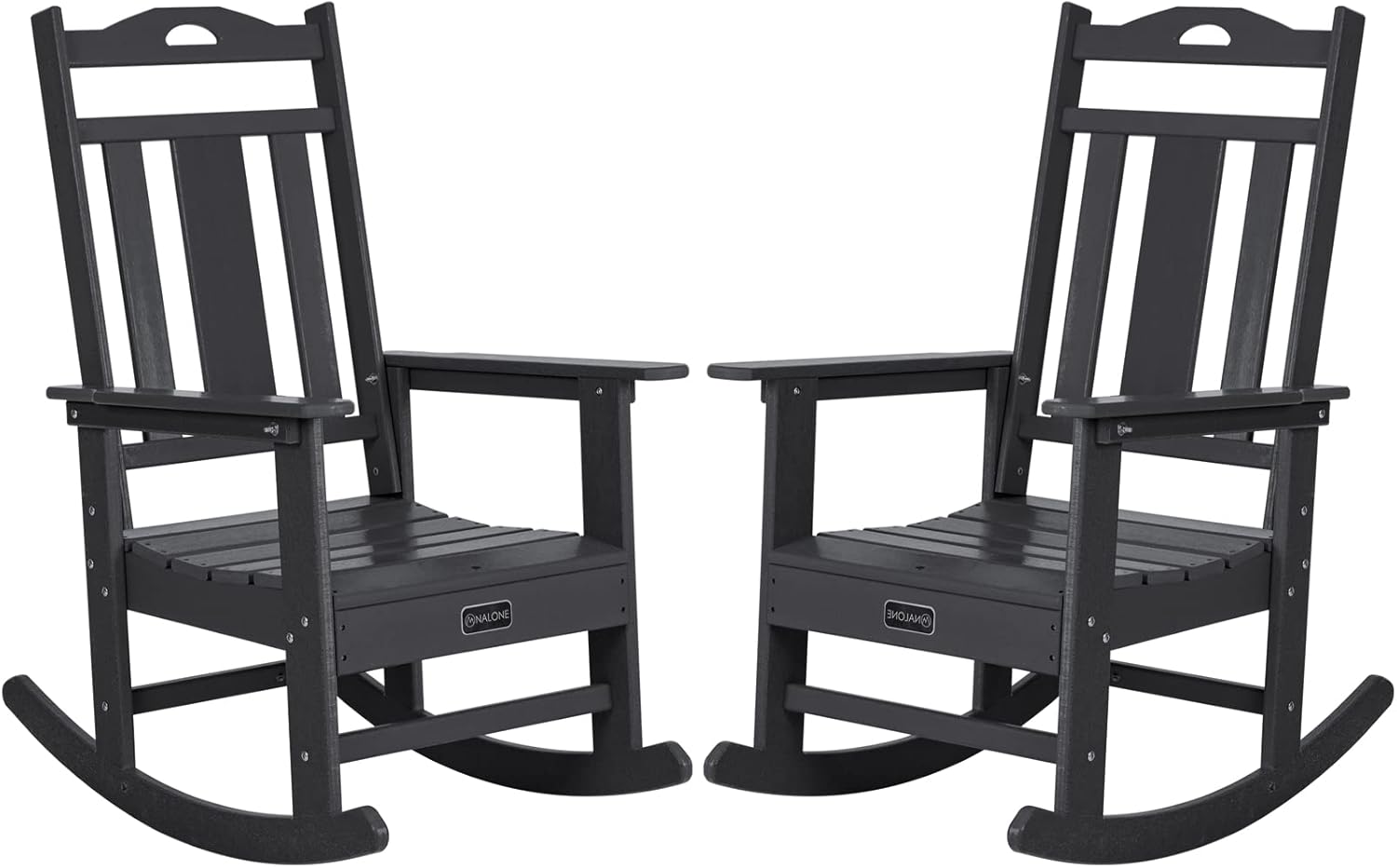 Outdoor Rocking Chairs Set of 2, HDPE All Weather Resistant Rocking Chair for Porch, Oversized Patio Rocker Chair for Adult, Outdoor Rockers for Garden Lawn