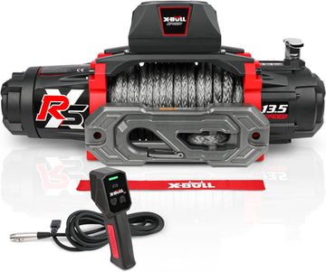 13,500-pound load capacity electric winch - 12-volt DC power supply, suitable for off-road trailer towing, dual-function wireless remote control