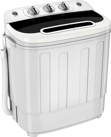 Portable mini double-burner washing machine, capacity 13 pounds, equipped with a spin dryer, a compact clothes washing machine, a lightweight small-sized washing machine, suitable for families, apartments, dormitory rooms, and campers.