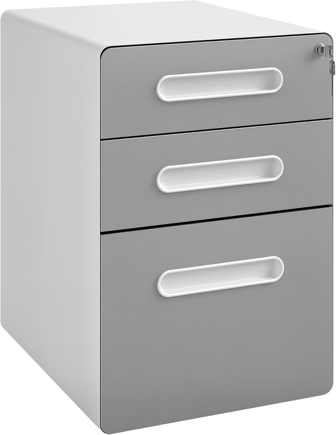 3 Drawer Vertical Filing Cabinet with Lock and Wheels, Under Desk Mobile File Cabinet for Legal, A4, Letter Size, Steel Frame for Home Office, Black